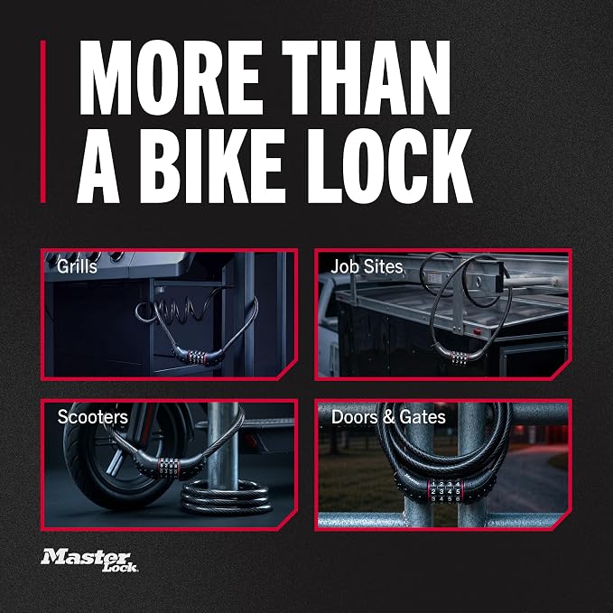 Candado de cable para bicicleta Master Lock de combinación miniatura 6