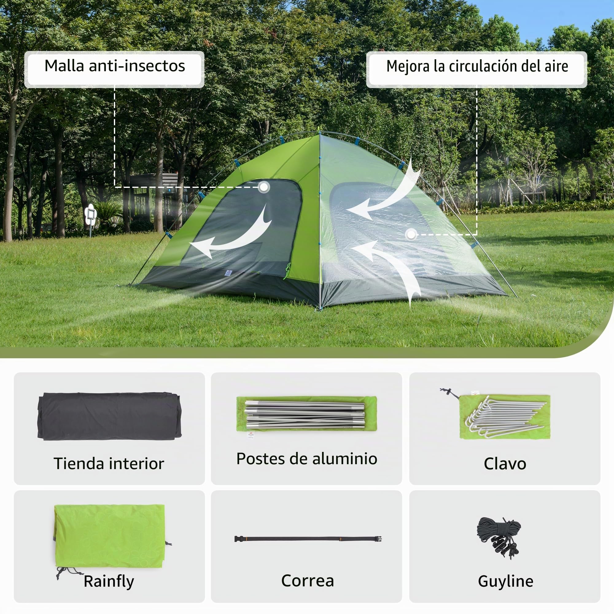 Naturehike Profi Series Tienda 2 Personas Impermeable Ultra Ligera 3-4 Estaciones PU3000mm 2.1kg Paquete Compacto Camping Montañismo Ciclismo Senderismo