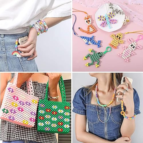 Miniatura 4 de Cuentas de pony de colores para pulseras de amistad, 1000 unidades de cuentas de plástico coloridas de 0.236 x 0.325 pulgadas para hacer joyas,