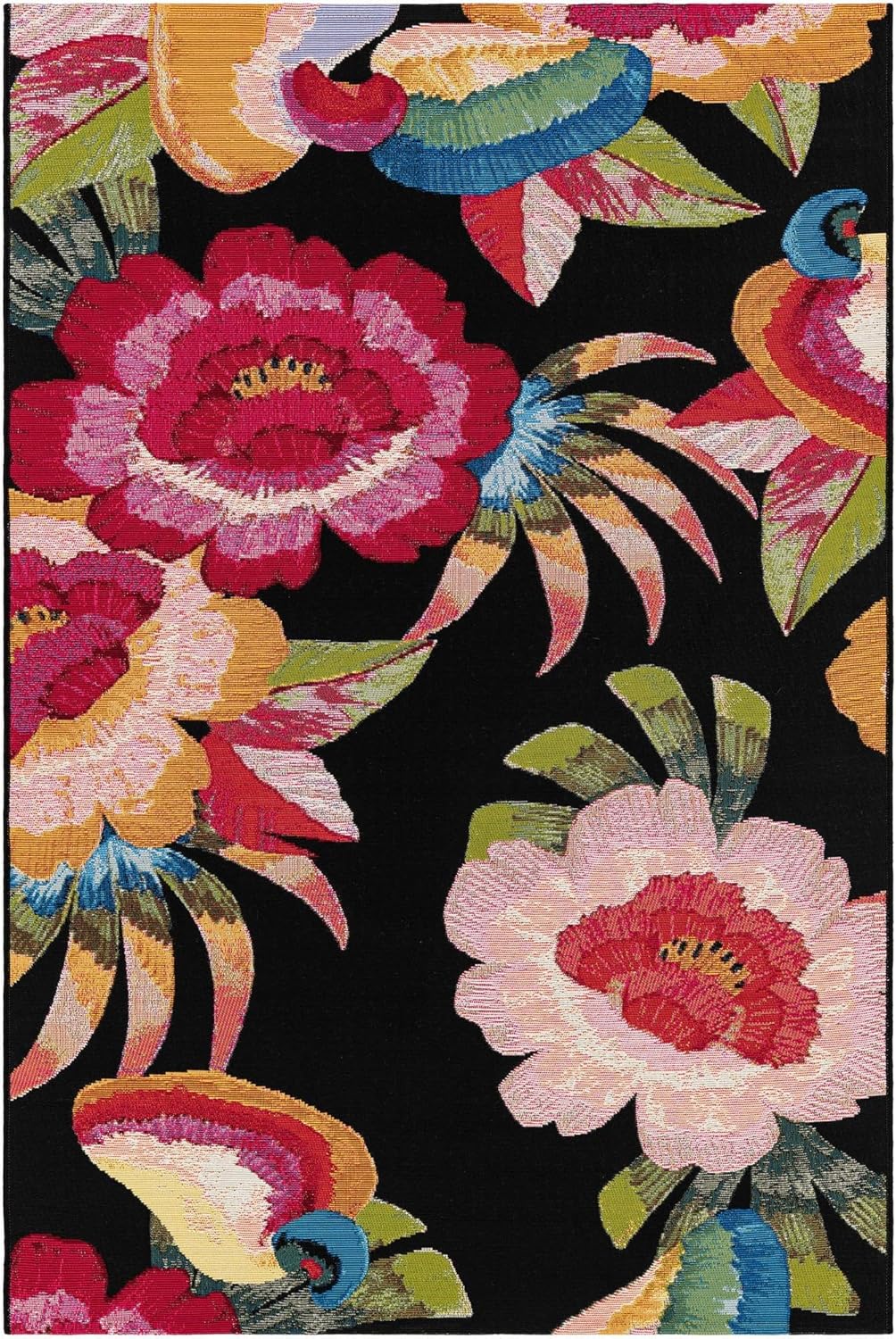 Rugs.com Outdoor Botanical Collection Rug – 6x9 Multi Flatweave-Pile Rug Perfect for Bedrooms, Dining Rooms, Living Rooms