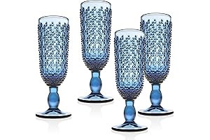 Godinger Alba Blue Champagne Flute Beverage Glass Cup Set of 4
