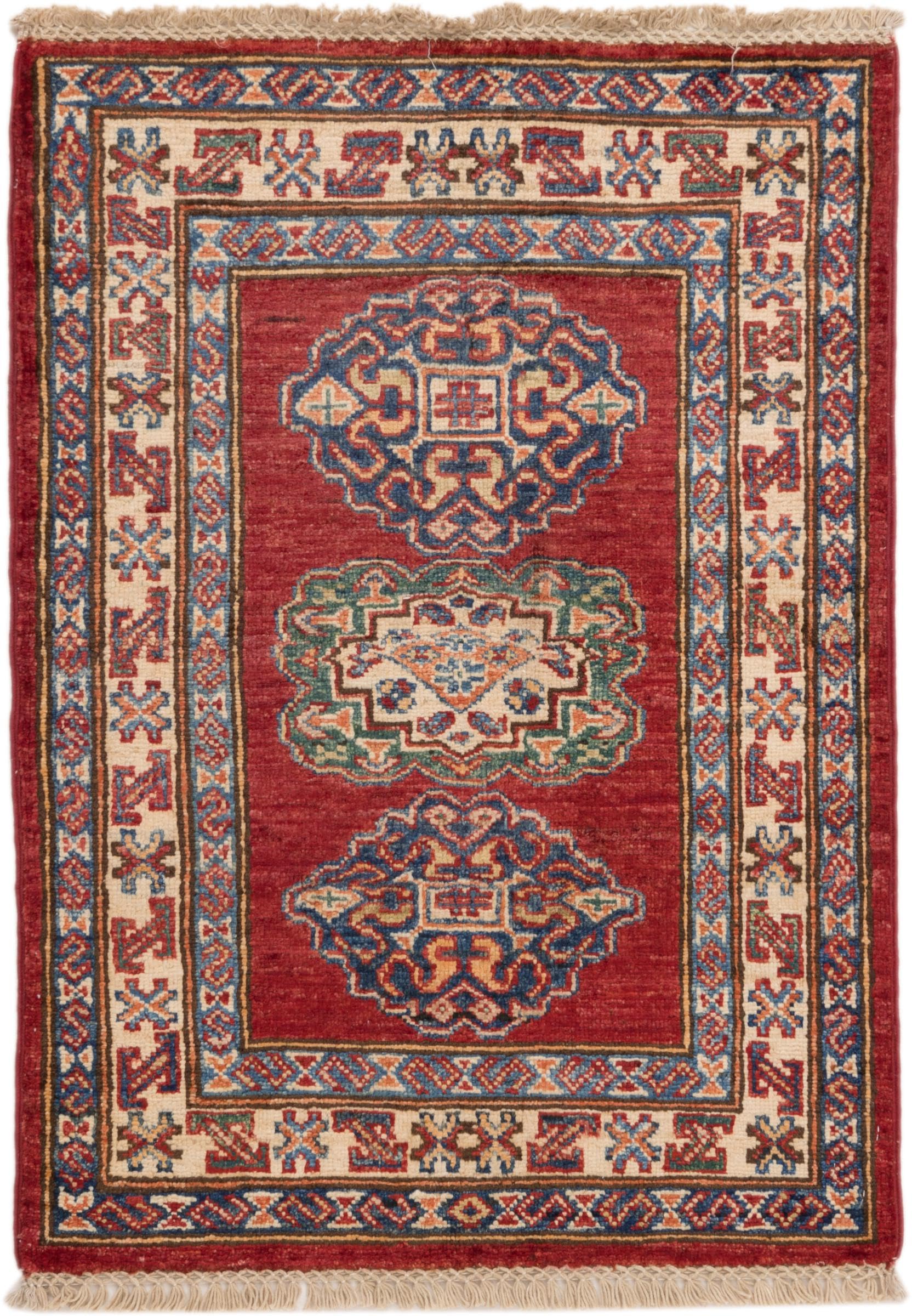 Tapis Kazak d'orient 61x86 laine noué main l'âme du tissage traditionnel