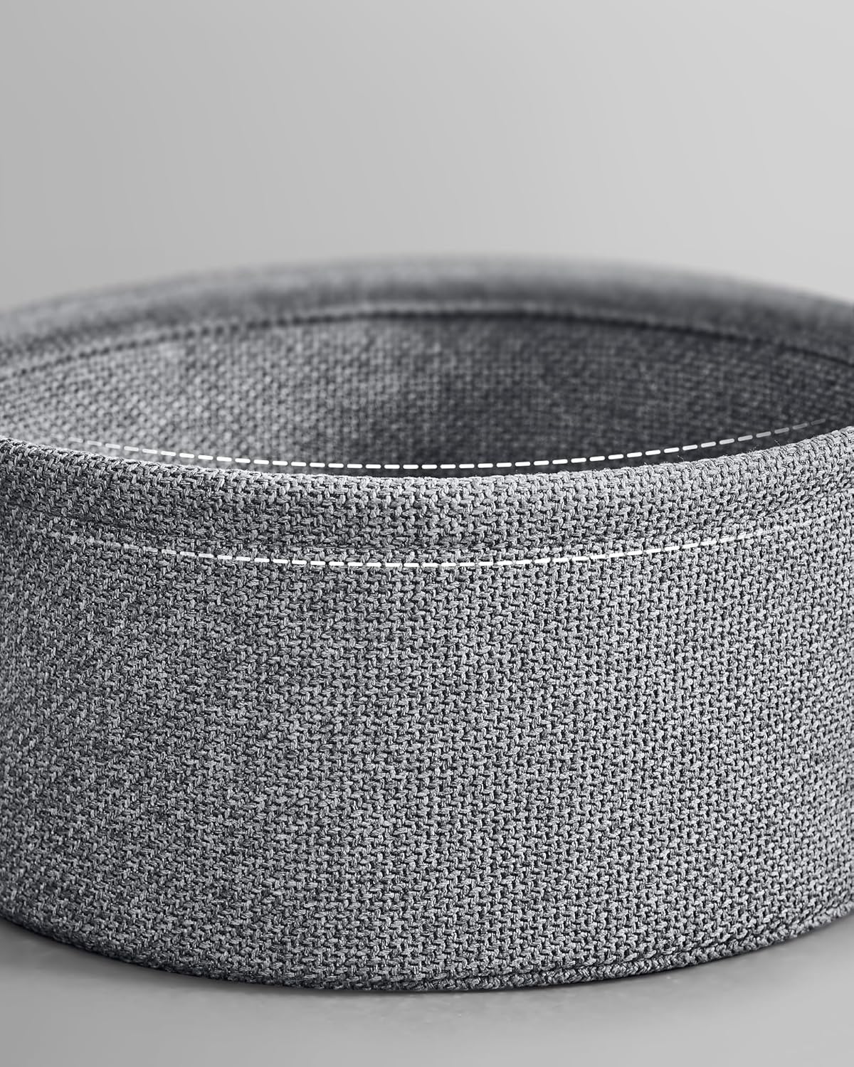 Close-up of the fabric storage basket