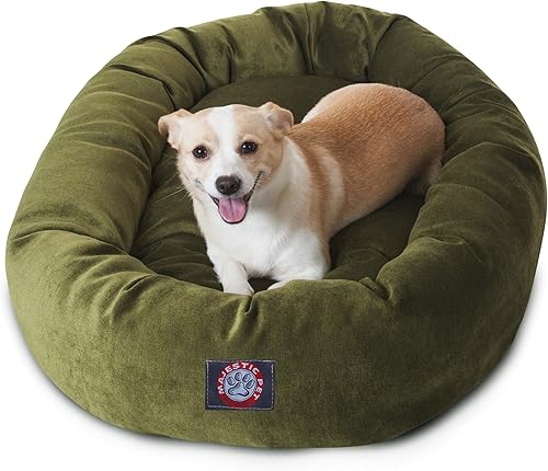 Miniatura 15 de Majestic Pet Cama para perro calmante de microterciopelo de 40 pulgadas, lavable – Acogedora cama redonda suave para perros con borde elevado para