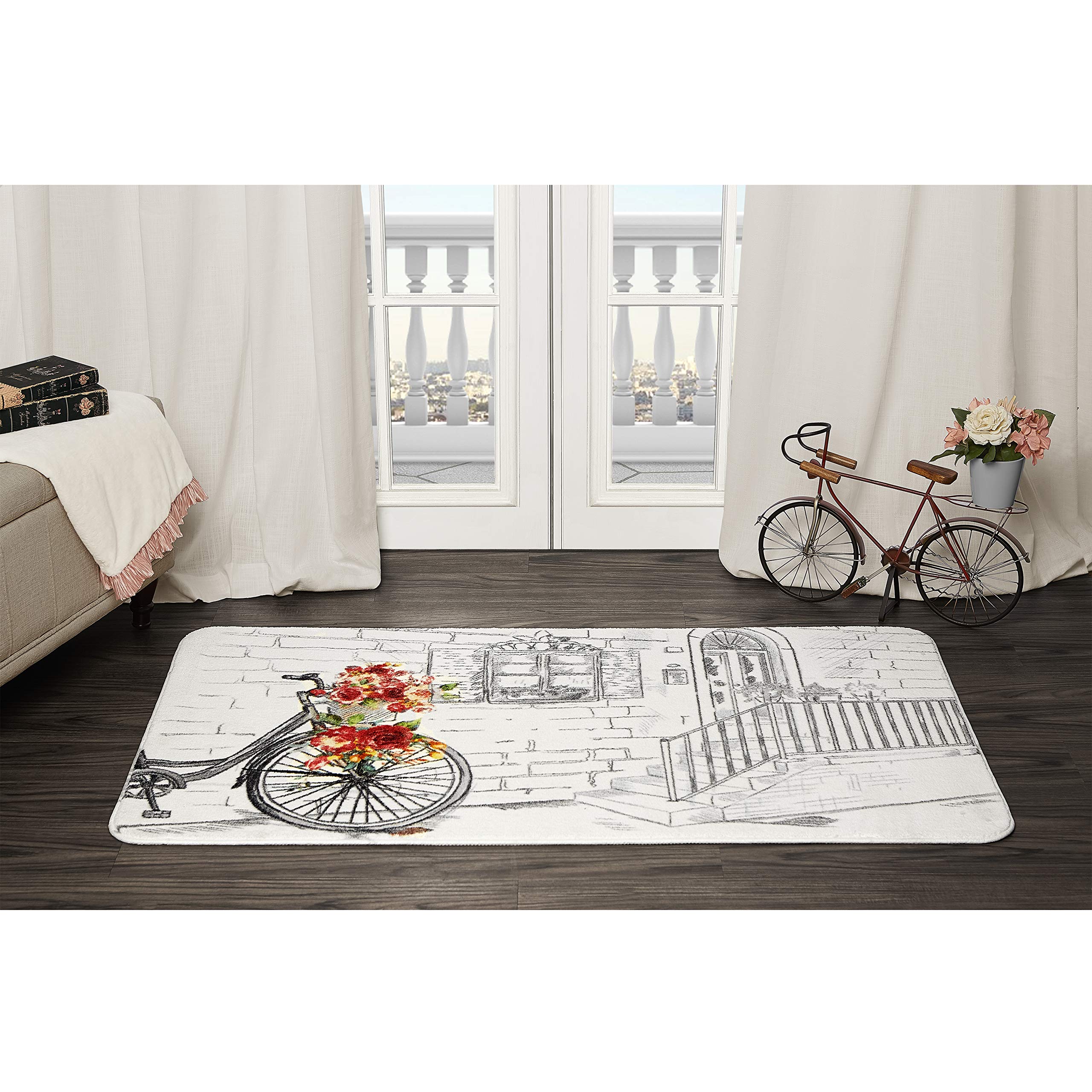 Evolur Home Rose Basket, Nursery Rug 55"x31.5" in Multicolor