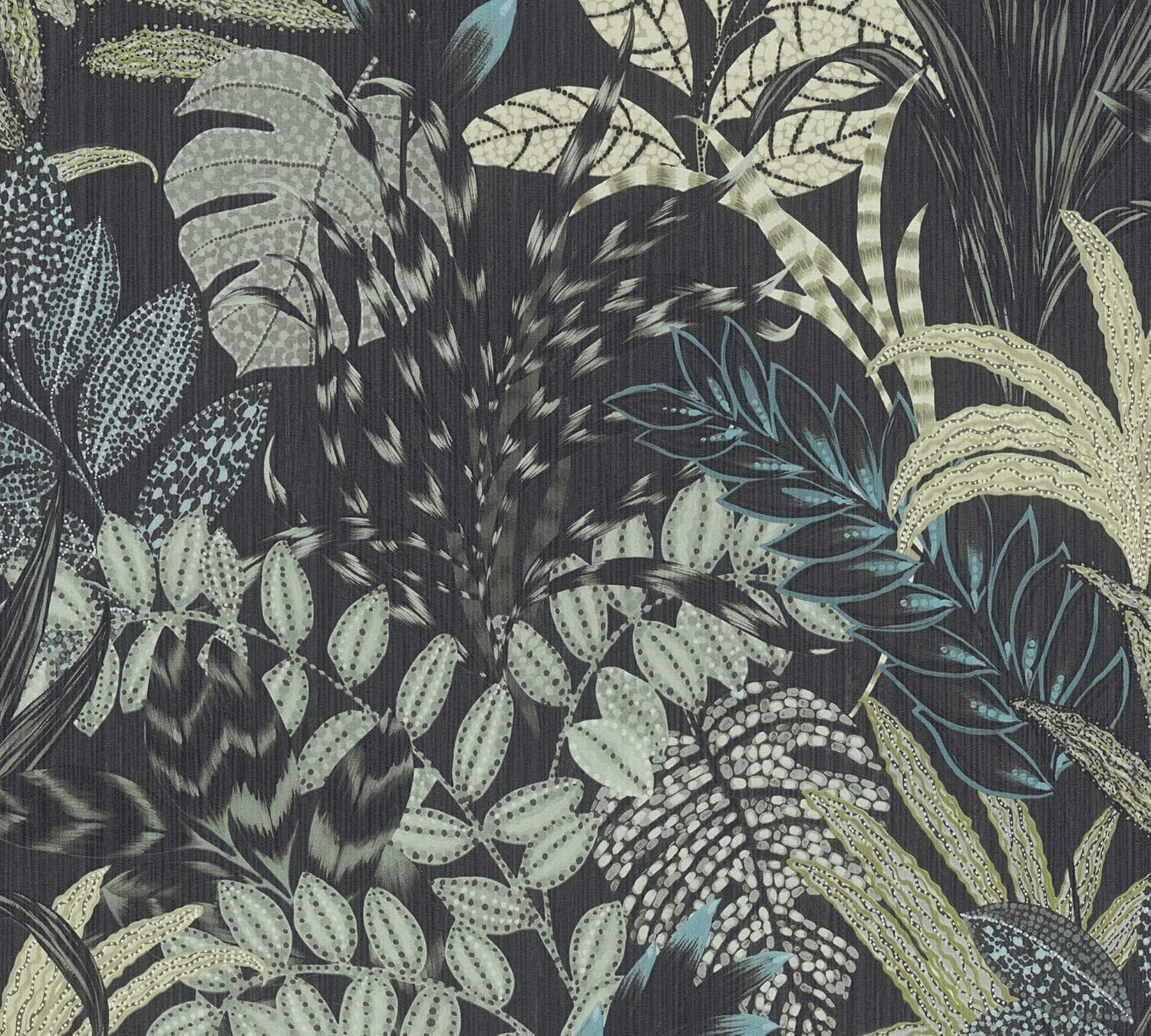 Livingwalls Wallpaper Floral Design - Black, Green - Flower Wallpaper 395.99in x 20.87in Made in Germany - 378603