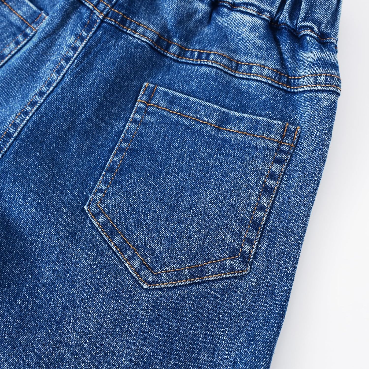 Little Girls Stretch Waist Jeans | Toddler Straight Leg Denim Pants with Strawberry Embroidery Comfortable Playwear - Image 7