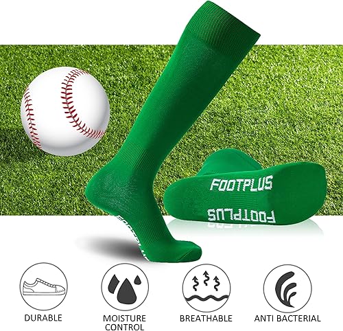 Miniatura 5 de FOOTPLUS Calcetines de béisbol y sóftbol, unisex, por encima de la rodilla, sólidos, deportivos, rugby, fútbol, regreso a casa
