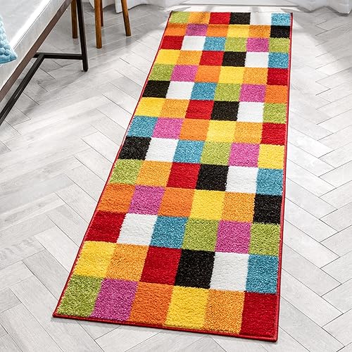 Miniatura 14 de Well Woven Alfombra moderna con lunares y rayas, color marfil, 3'3'' x 5', alfombra de área para entrada, brillante, para habitación de niños, Azul