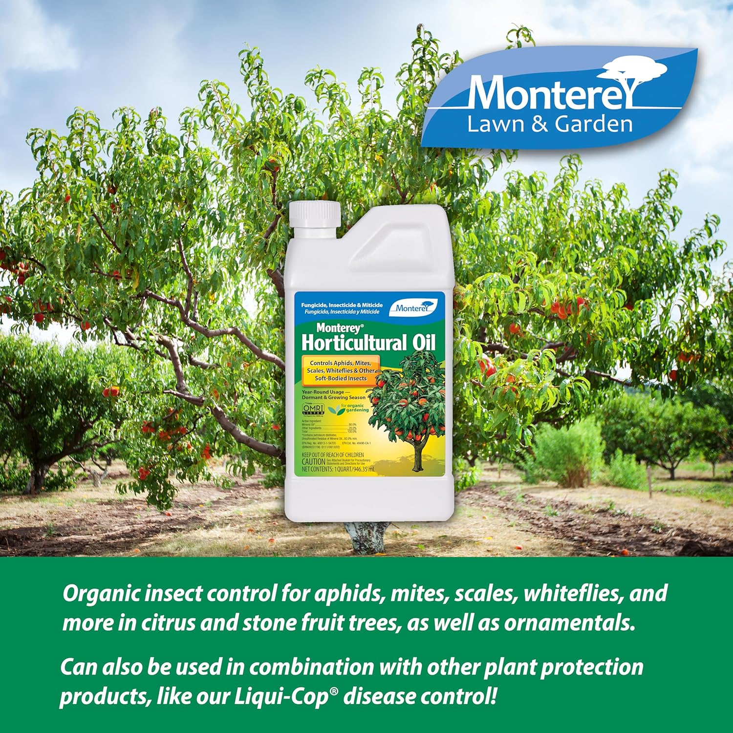 Monterey Horticultural Oil Bundled with Measuring Spoon - Treatment for Control of Insects - OMRI Listed - 1 Quart