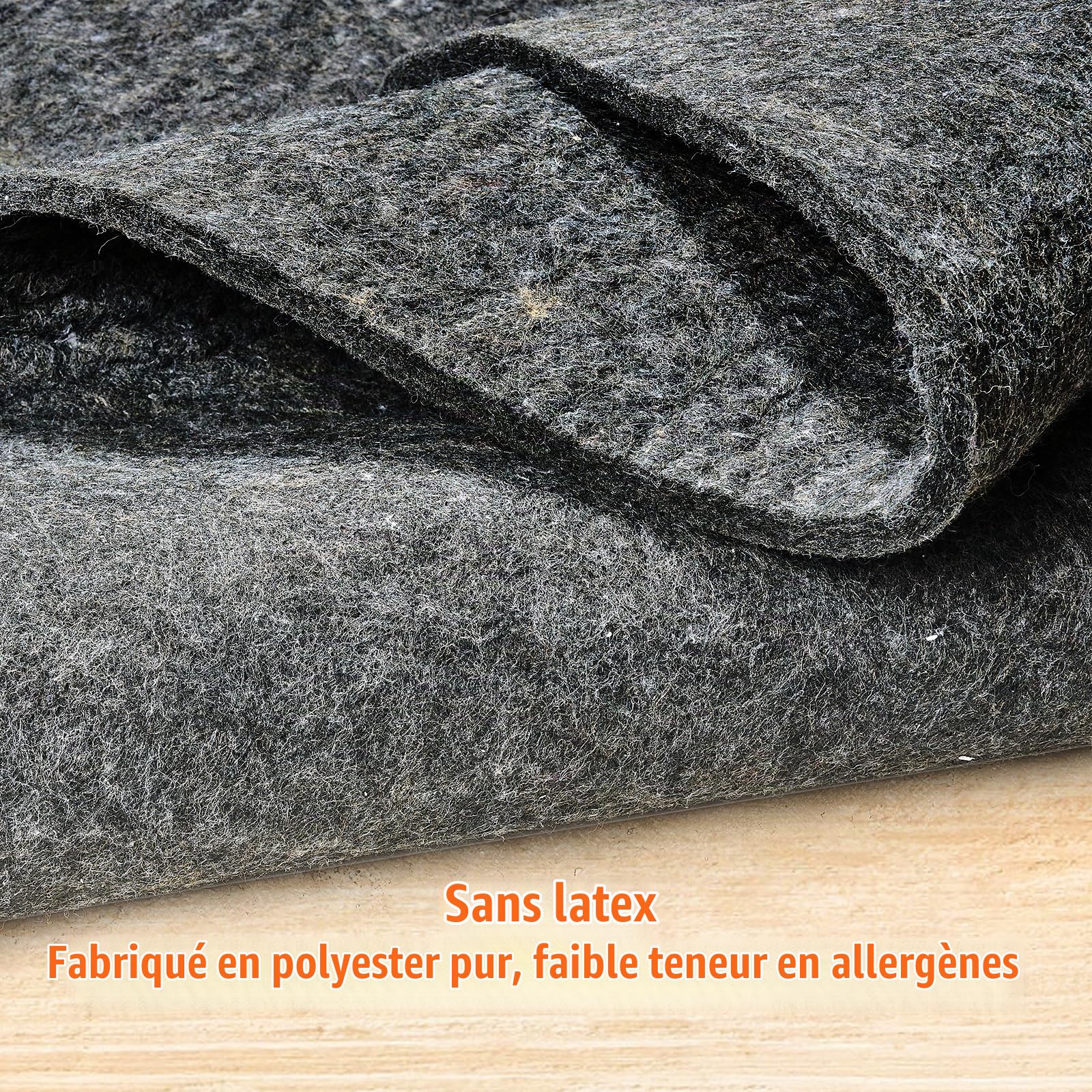 VEVOR sous-Tapis Non Antidérapant, Coussin de Protection de Tapis, 275x366 cm, Épaisseur 6 mm, en Feutre Polyester, Gris, Zone de Couverture 10-11 ㎡, Coussin de Tapis Confortable, pour Tous Les Sols