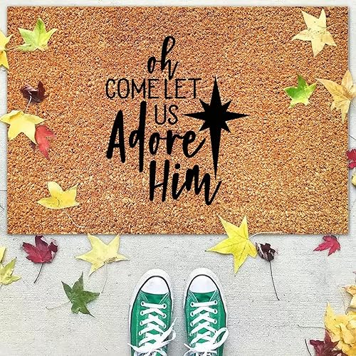 Miniatura 4 de Oh Come Let Us Adore Him, Christmas Let Us Adore Him, Christmas Star - Tapete de puerta de porche religioso de Navidad, tapete de fibra de coco,