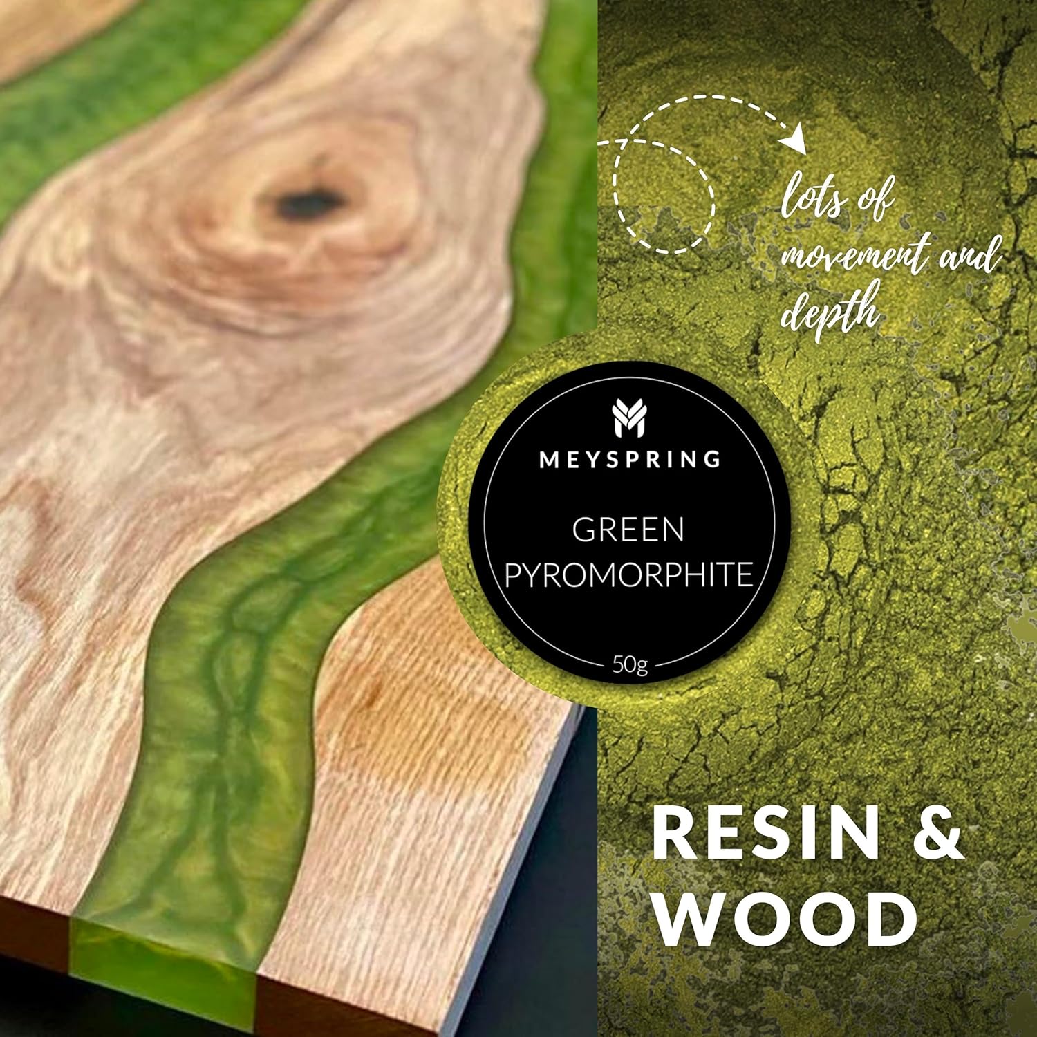 MEYSPRING Green Pyromorphite Epoxy Resin Color Pigment - 50g - Mica Powder for Epoxy Resin - Image 4