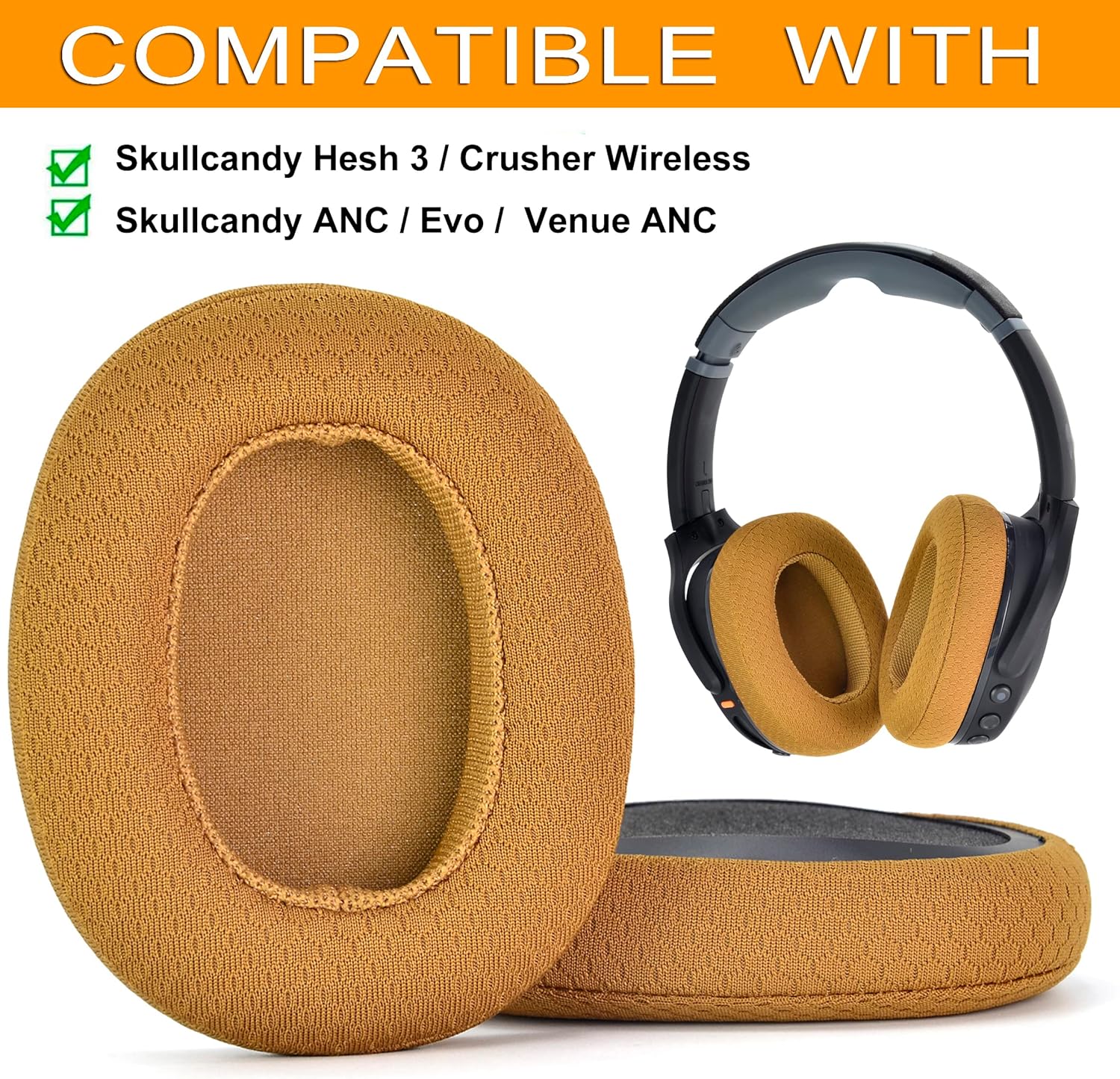 Hesh3 イヤーパッド - defean QuickFit 交換用イヤークッションイヤーパッド Skullcandy Crushe