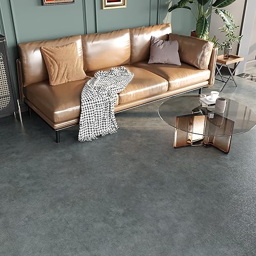 Miniatura 2 de VEELIKE Azulejos de suelo de gran tamaño de 12 x 24 pulgadas, impermeables, para despegar y pegar, azulejos de vinilo de aspecto concreto, paquete