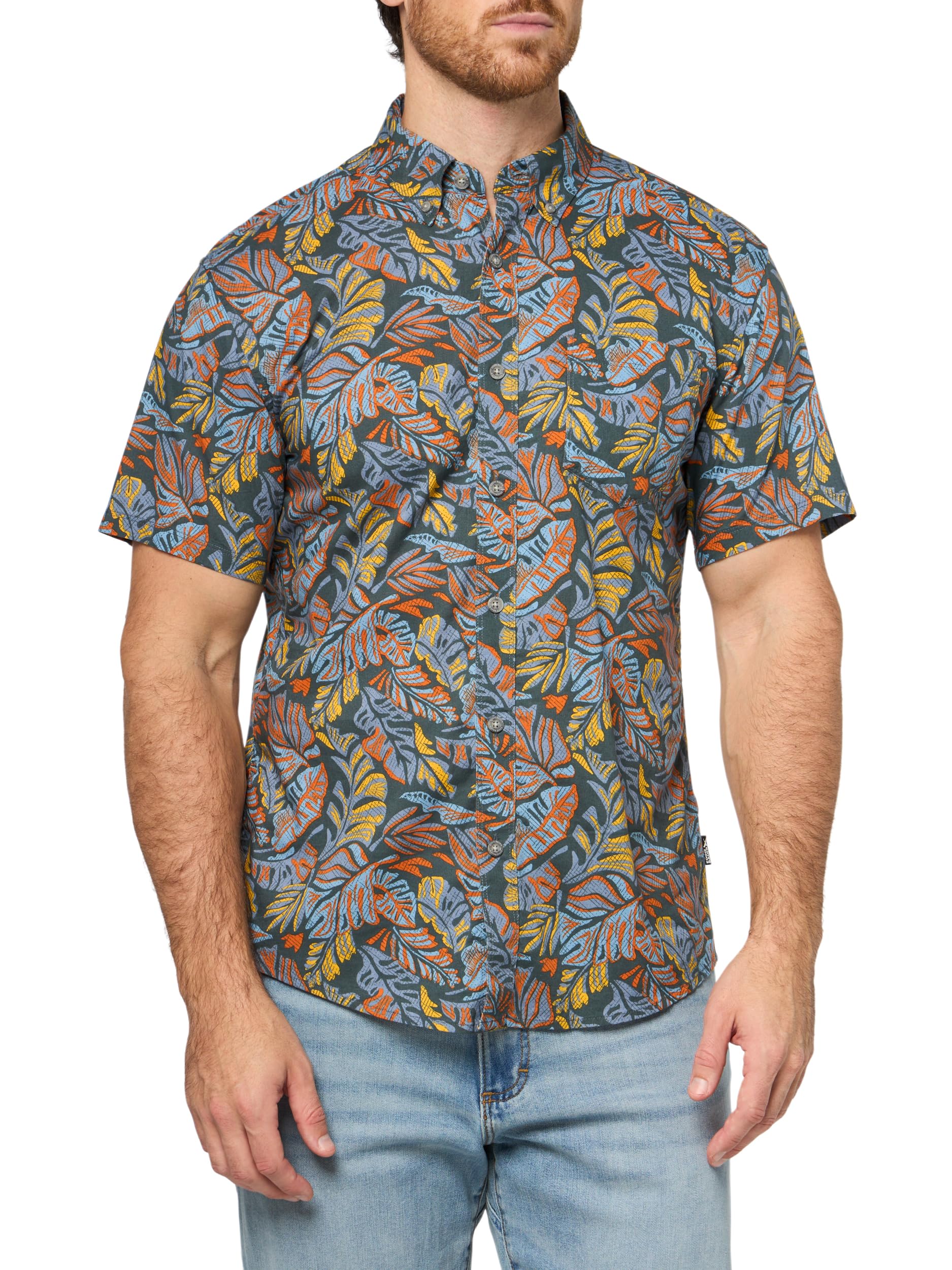 Eddie Bauer Mens Eddie Bauer Printed Baja Shirt Large Agedblue