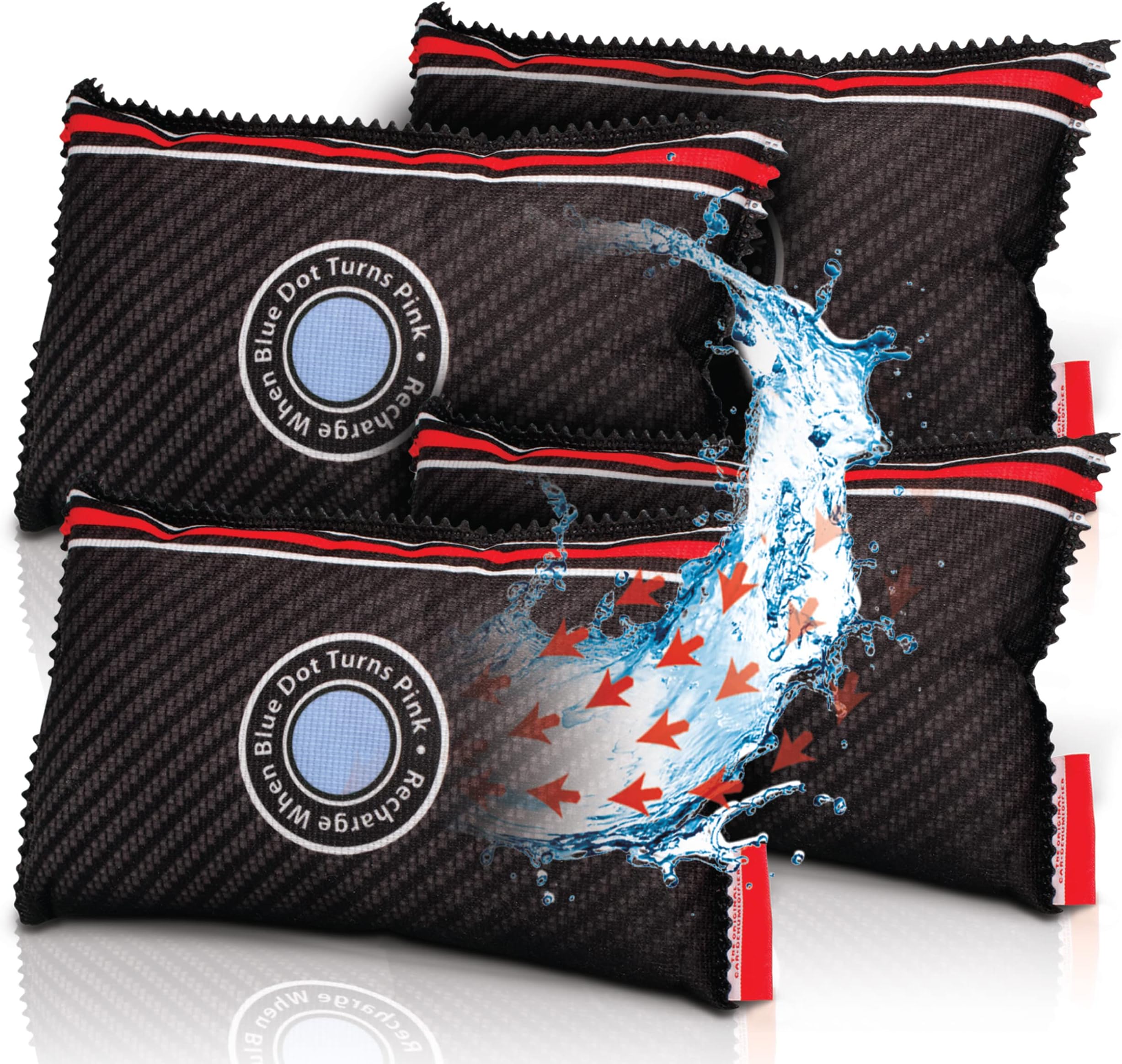 Reusable Car Dehumidifier Bag (4 Pack) Rechargeable Dehumidifier bags for Car, Trucks, and RVs - Prevent Damp & Moisture on Windscreens - Leakproof Moisture Absorber for Car and Home