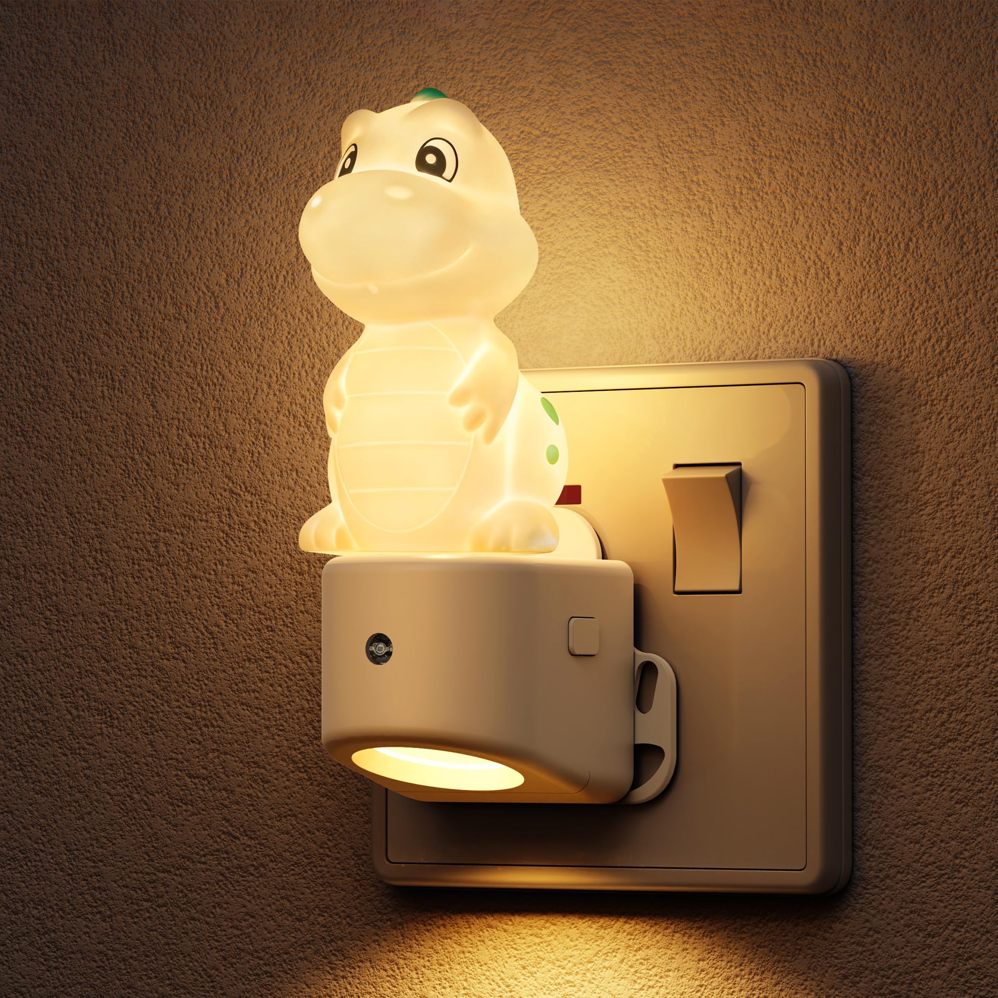 LOHAS-LED Night Light, 3D Dinosaur Night Light Plug in Wall, Dusk to Dawn Sensor, RGB + Warm White 3000K, Baby Nightlight for Hallway, Nursery, Kids Room, Bedroom, Toddler — image 1