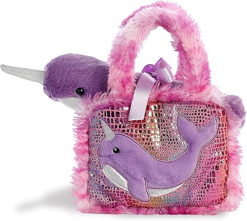 Aurora® Fashion Fancy Pals™ - Animal de peluche de narval - Compañeros sobre la marcha - Accesorios elegantes - Multicolor 7 pulgadas