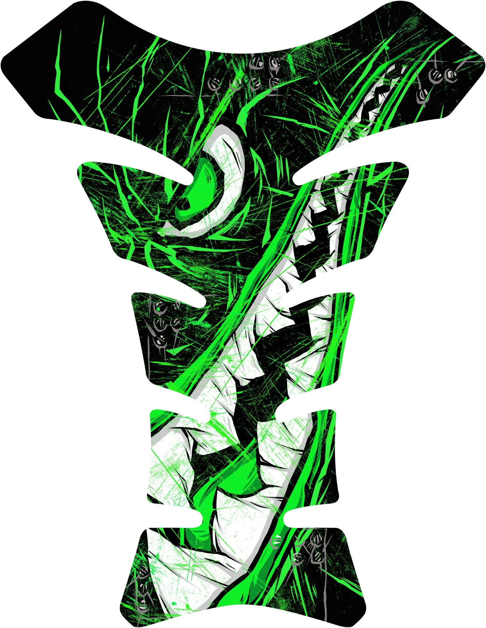 Size is 8.5 in Tall x 6.5 in Wide Tiger Fighter Shark Side Black Green World War Motorcycle Gas Tank pad Decal Sticker