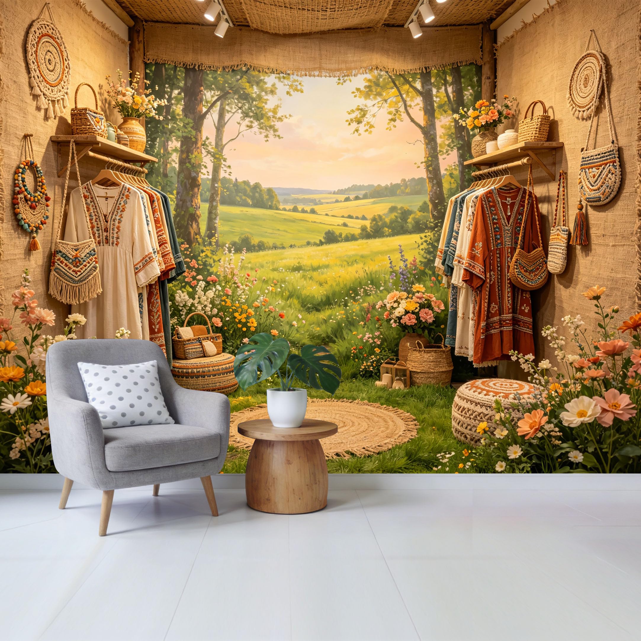 Qzlithotic Yq2605250595 Custom Size Wall Mural Pastoral Landscape Countryside View Botanical Meadow Floral Oil Painting Selfadhesive Wall Fabric Removable Wallpaper For Home Office Decor