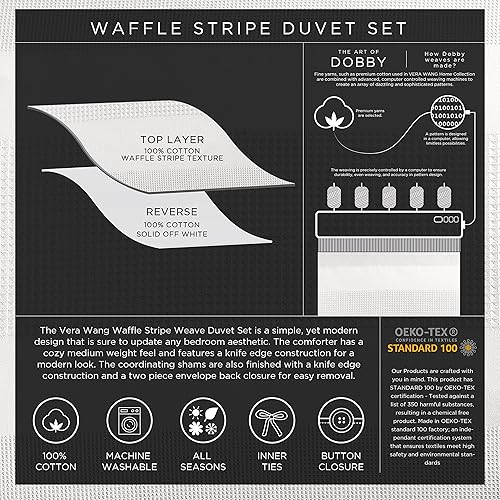 Miniatura 4 de Vera Wang - Juego de funda de edredón tamaño Queen, ropa de cama de algodón de lujo con fundas a juego, decoración del hogar para todas las