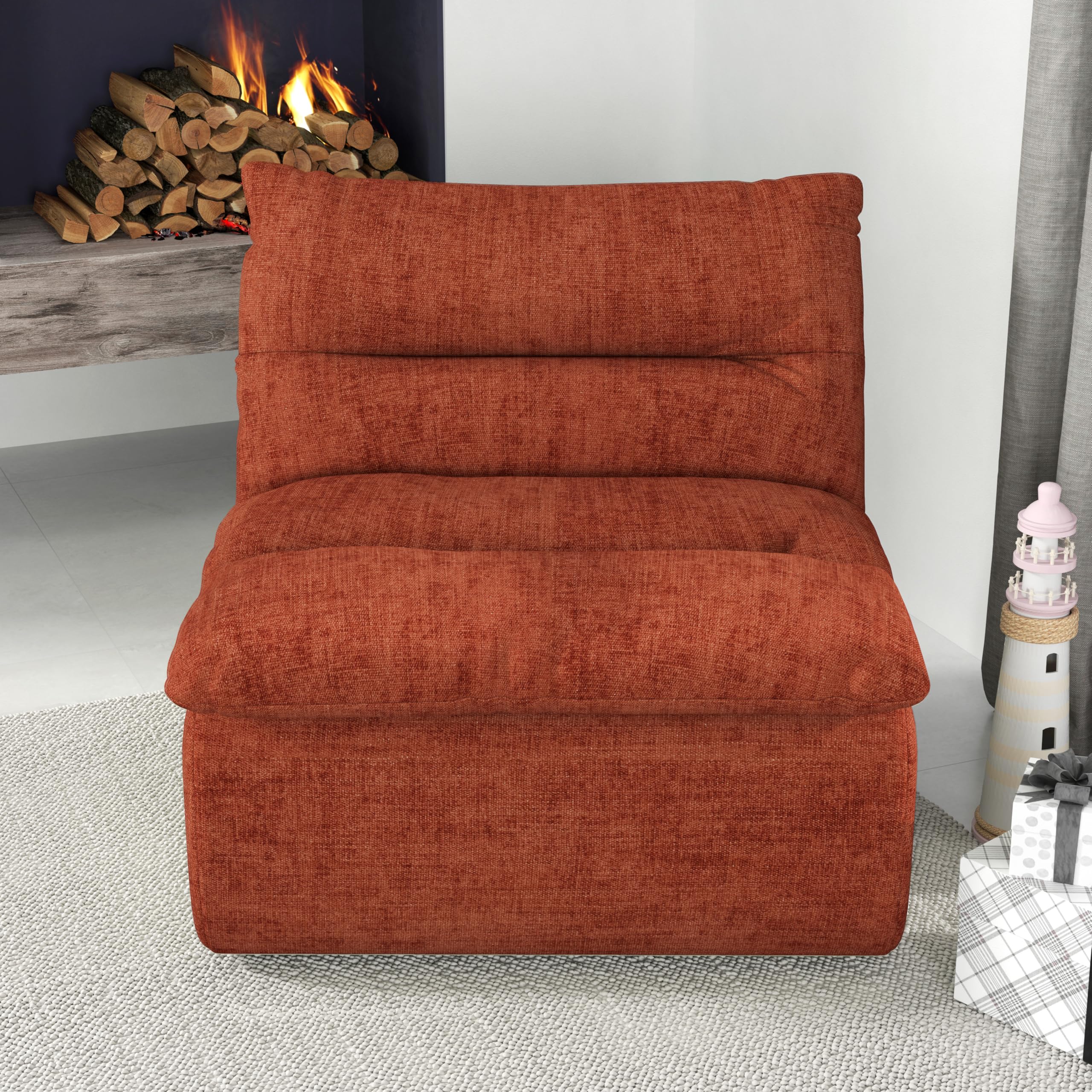 Bean Bag Chair Upholstery Bean Bag Sofa for Adults and Kids, Ultra Soft Lazy Floor Couch Chair with Memory Foam, Indoor Modern Accent Beanbag Chairs for Living Room, Bedroom, Dorm, Office (Orange)