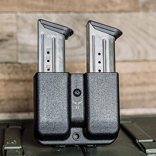 Miniatura 6 de OWB - Bolsa doble para Glock 17, 19, 22, 23 y más, fabricado en Estados Unidos, portador de cargador doble con clip de fijación para cinturón