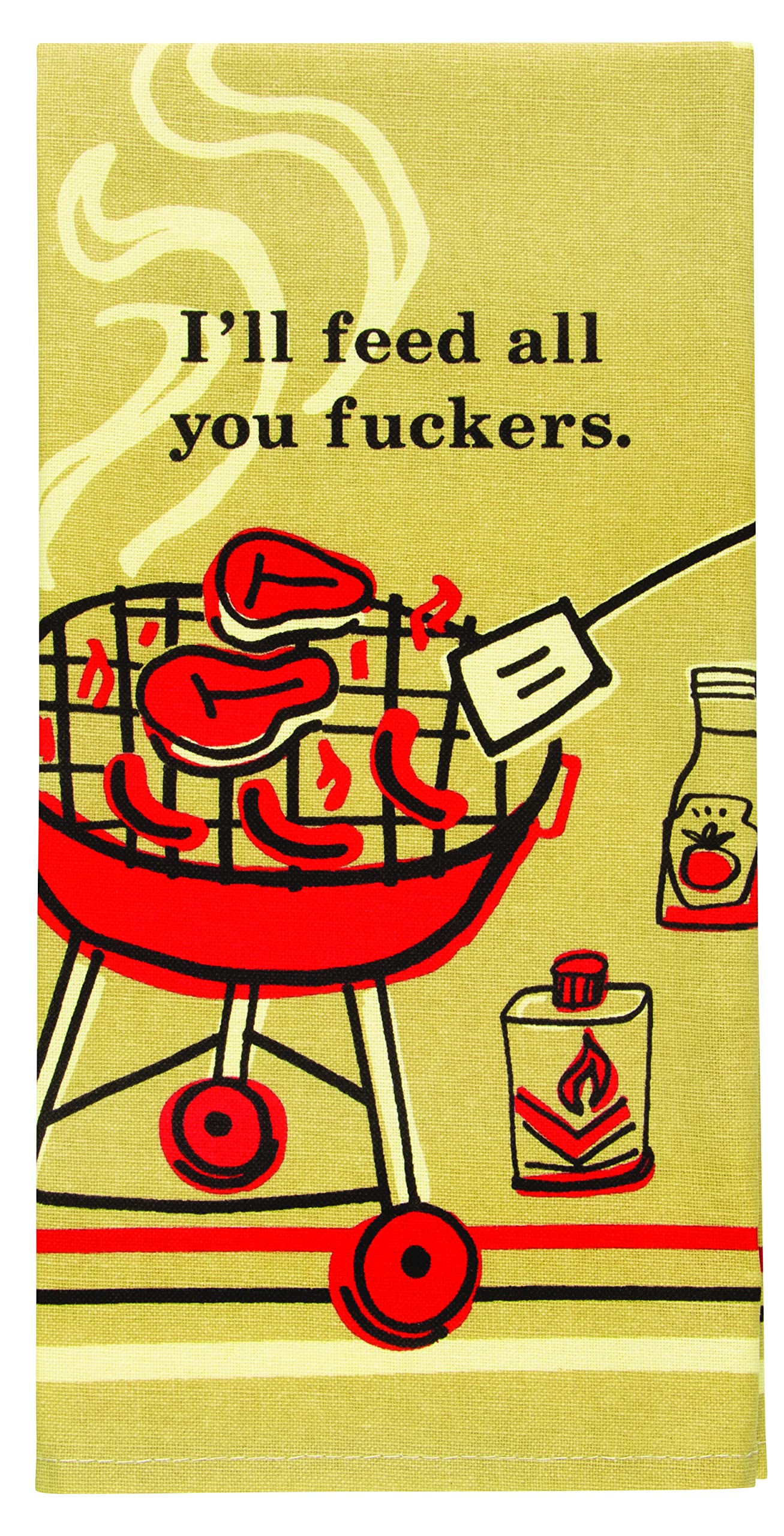 Blue Q Funny Dish Towel, I'll Feed All You Ers. 100% Cotton, Screen-Printed In Rich Vibrant Colors, 28" X 21"