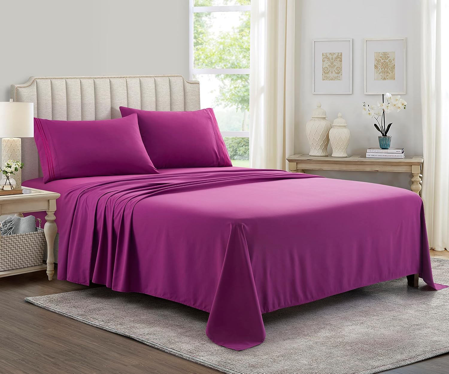 Yamel Home - Twin Size Bed Sheet Set - Luxurious Feeling - 2000 Hypoallergenic - Breathable & Cooling Sheets- Deep Pockets fit up to 16'' - Wrinkle Free - Supreme Collection - Berry, Twin