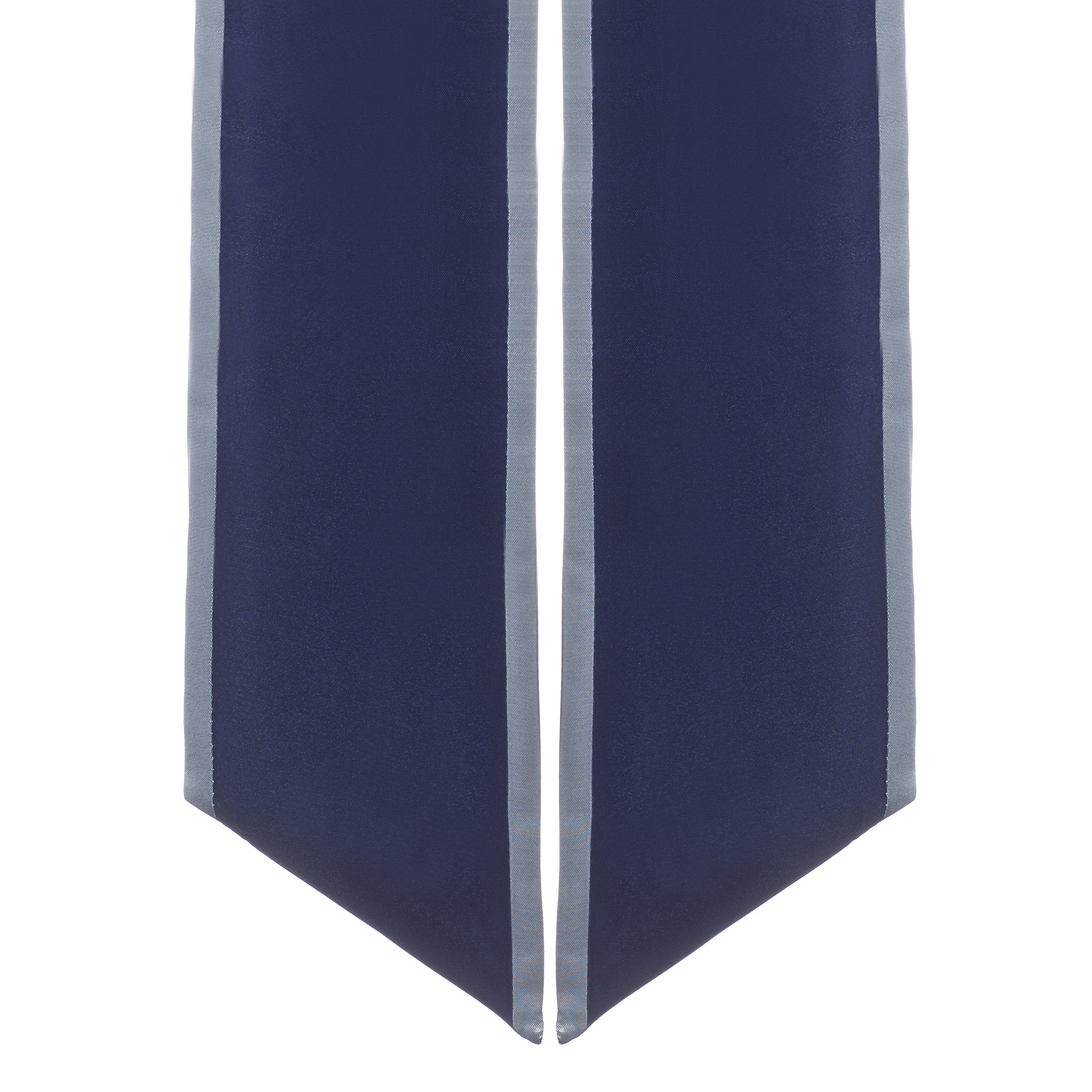 Graduation Honor Stoles/Sashes with Angled Cut and Trim (Navy Blue w/Silver Trim)
