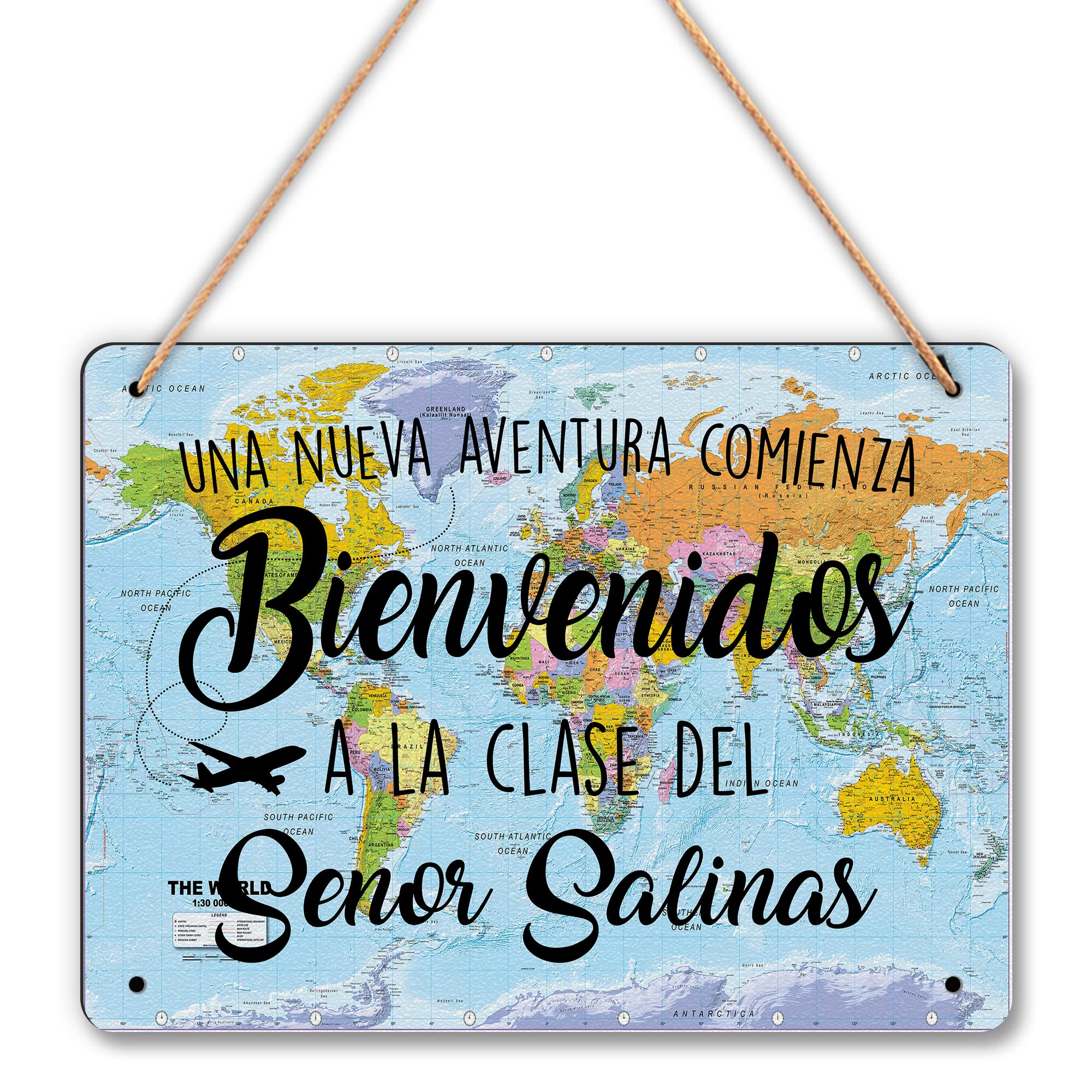 A New Adventure Begins Welcome to Teacher Sign Personalized Spanish Teacher Signs Spanish Teacher Door Sign Welcome to Spanish Classroom Door Hanger