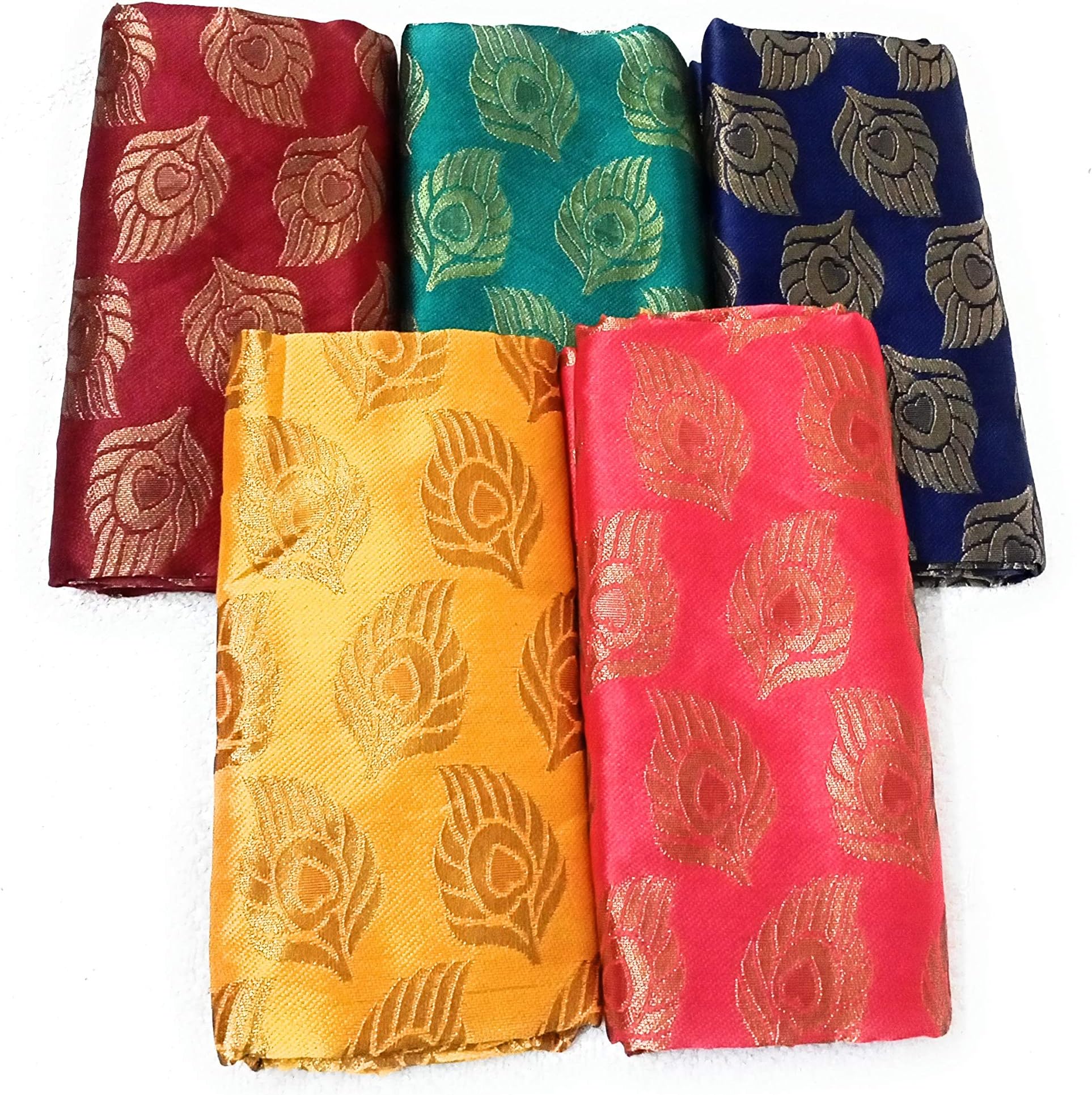 Cotton ColorsSilk-Cotton Blouse Piece Material for Women, Unstitched, Combo of 5 (1 meter each)