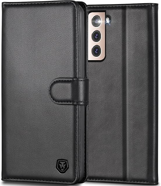 Kuafcase for Samsung S22 Case, Wallet Leather Flip Case with Card Holder Slots Magnetic Closure Kickstand Shockproof Protective Phone Case for Samsung Galaxy S22 5G - Black
