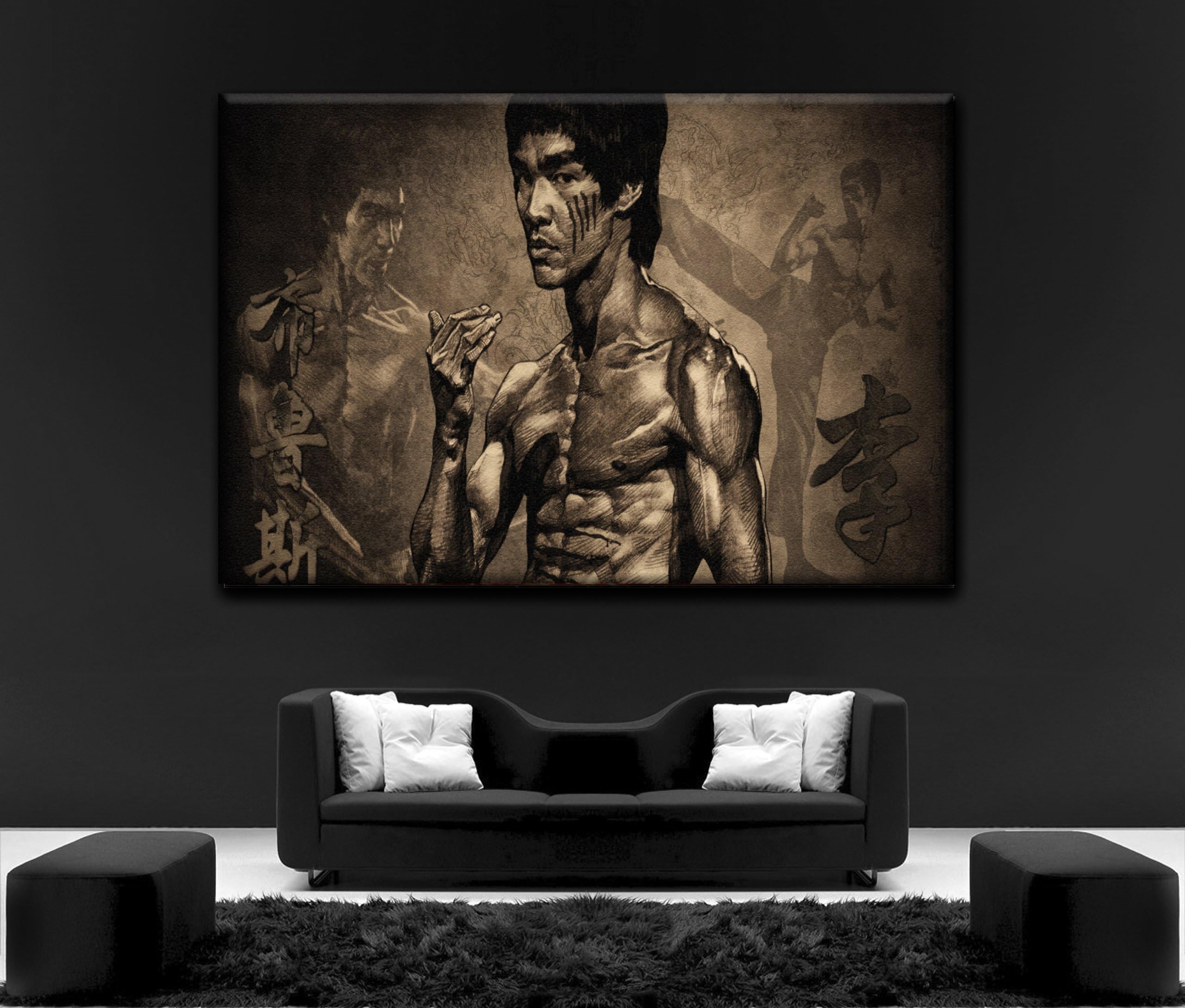 Movie Canvas Prints BRUCE LEE No.49 (**AMAZING QUALITY FRAMED ON THICK PINE FRAMES**) - 40 inch x 30 inch Stunning Gallery Framed Canvas Art Print Picture Poster, Ready To Hang New