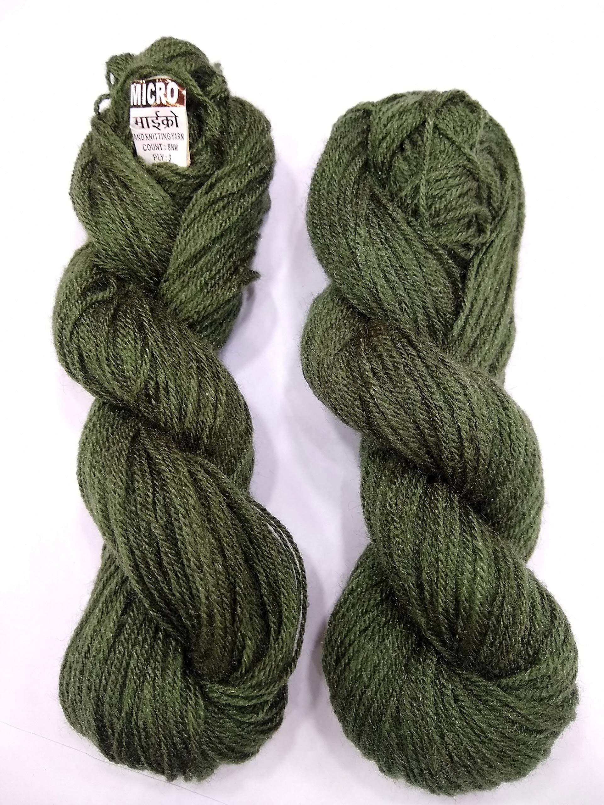 Oswal Knitting Yarn Wool Soft Moss Kai Green Woolen Crochet Yarn Thread. Wool Yarn for Knitting. Woolen Thread. (200gm)