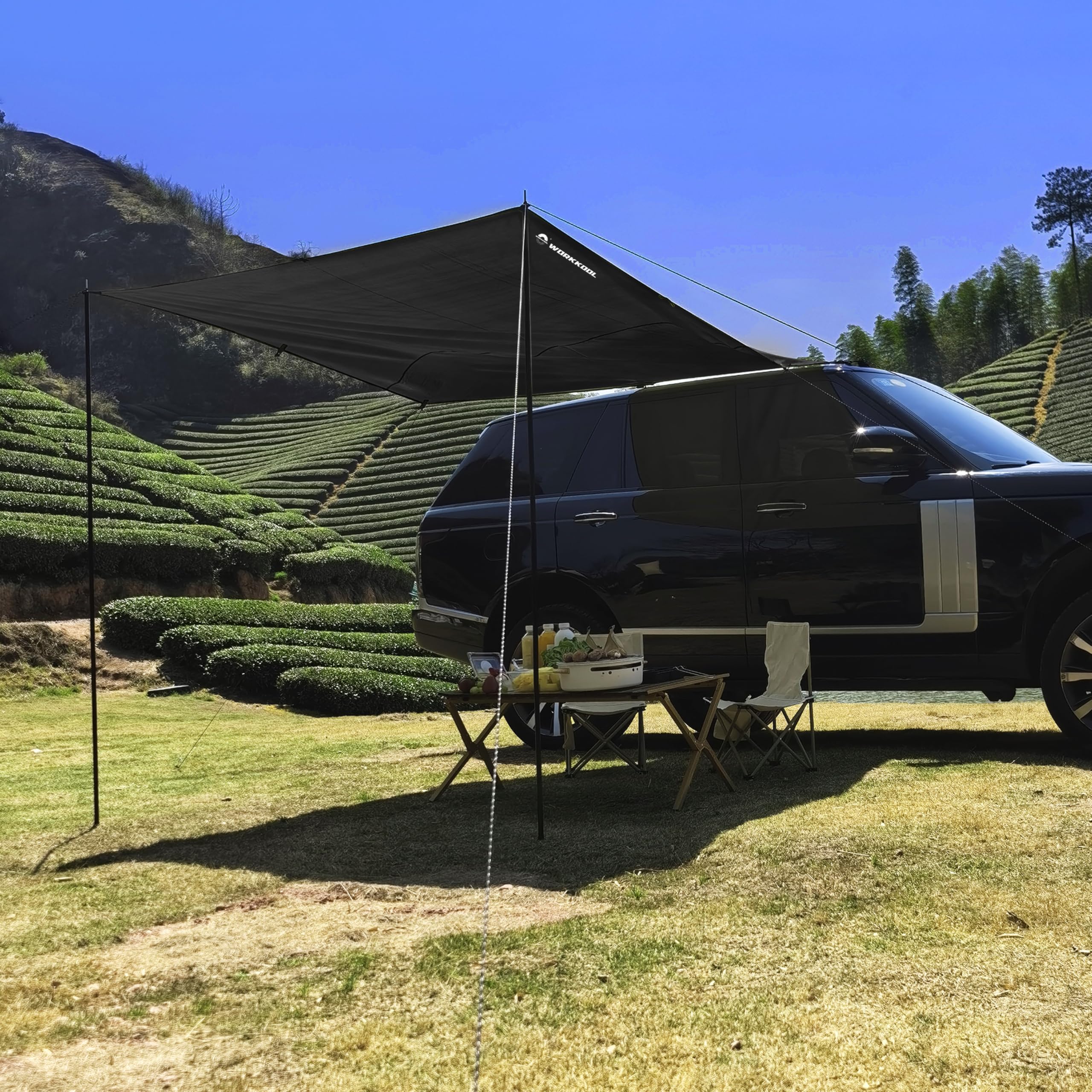 Awning Tarp for Camping,Tailgate Awnings & Shelters for Sun Shade and Waterproof, Outdoor Rear&Side Vehicle Awning Shelter for Van, MPV, Campers(10 * 6.56ft,Black) : Automotive