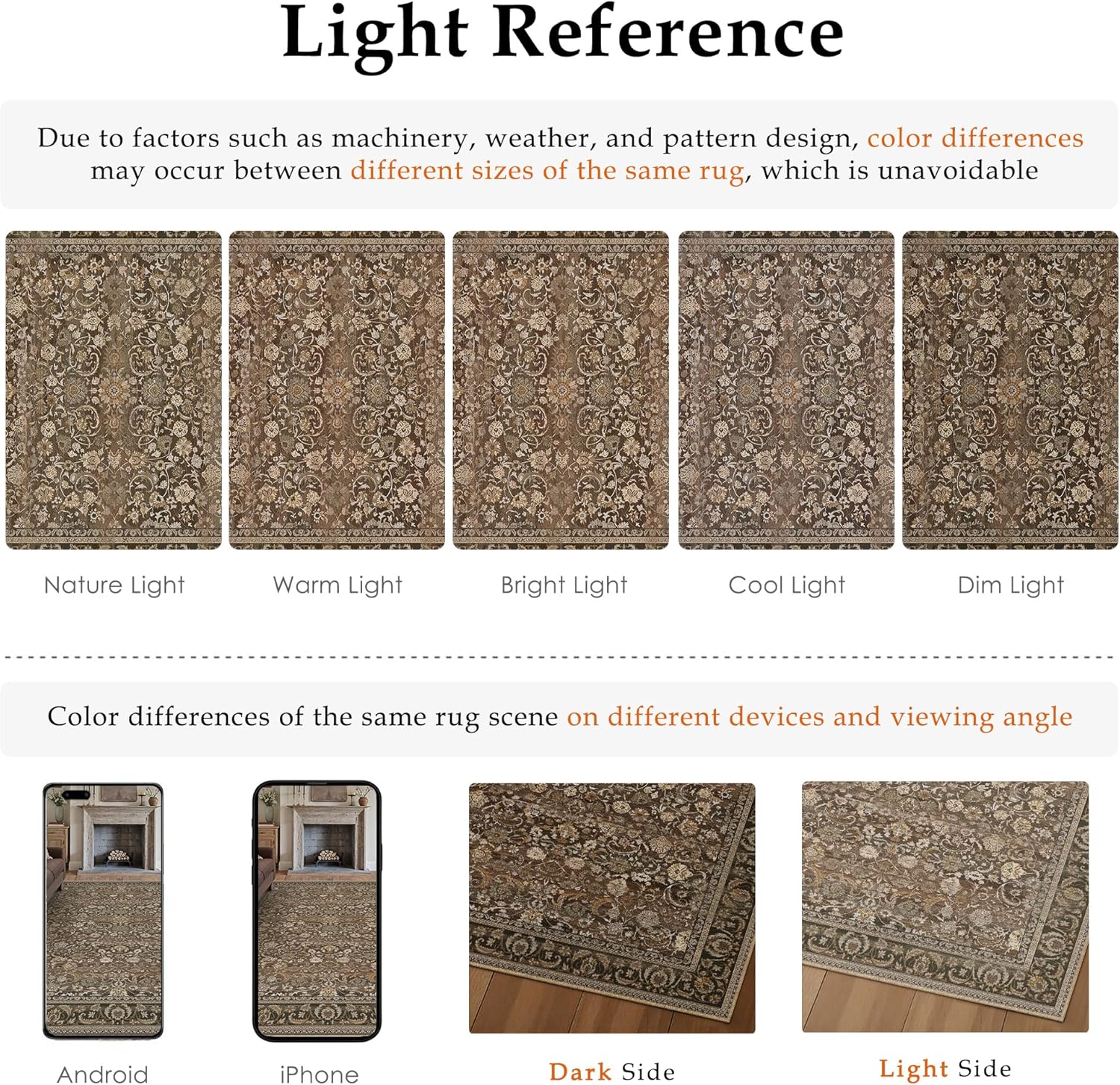PureCozy Brown Area Rug 4x6 Washable Vintage Floral Carpet for Living Room Soft Low Pile Non Slip Indoor Office Accent Rug Retro Distressed Throw Rug for Nursery Bedroom Laundry Dining Room