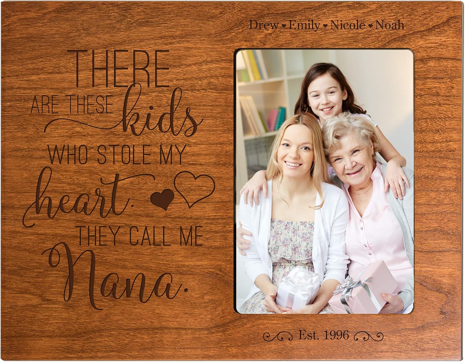 LifeSong Milestones Personalized Grandmother Gift There are These Kids from Grandson, Nephew, Granddaughter, Grandchildren Vertical Frame 4”x6” Photo Measures 8”x10” (Cherry)