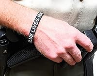 Vista 5 de Blue Lives Matter - Paquete de 3 pulseras de silicona de línea azul fina - Pulseras de silicona - Tamaño 8 pulgadas adulto, Caucho, No es una piedra