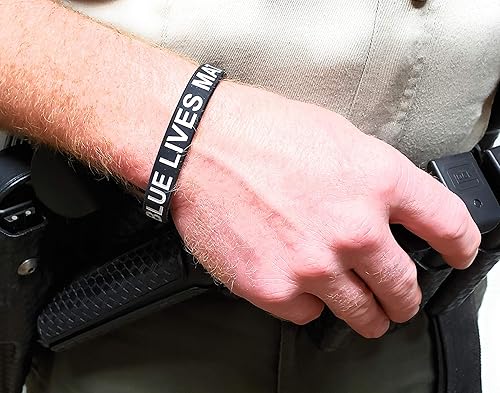 Miniatura 5 de Blue Lives Matter - Paquete de 3 pulseras de silicona de línea azul fina - Pulseras de silicona - Tamaño 8 pulgadas adulto, Caucho, No es una piedra