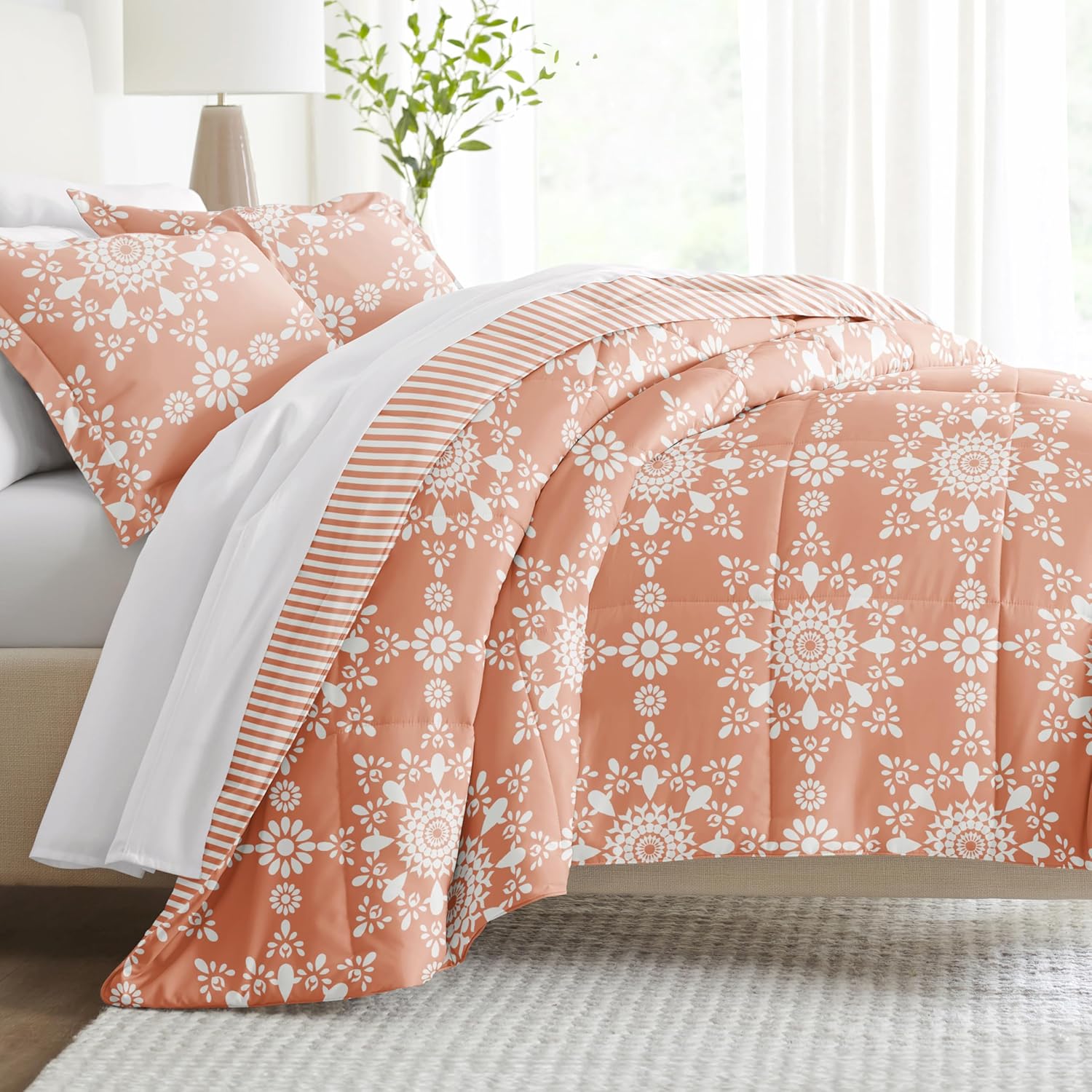 Linen Market Reversible Queen Size Comforter Set (3 Piece) - Soft and Lightweight Down Alternative Comforter Queen Set - This Includes Your Queen Comforter and 2 Pillow Shams