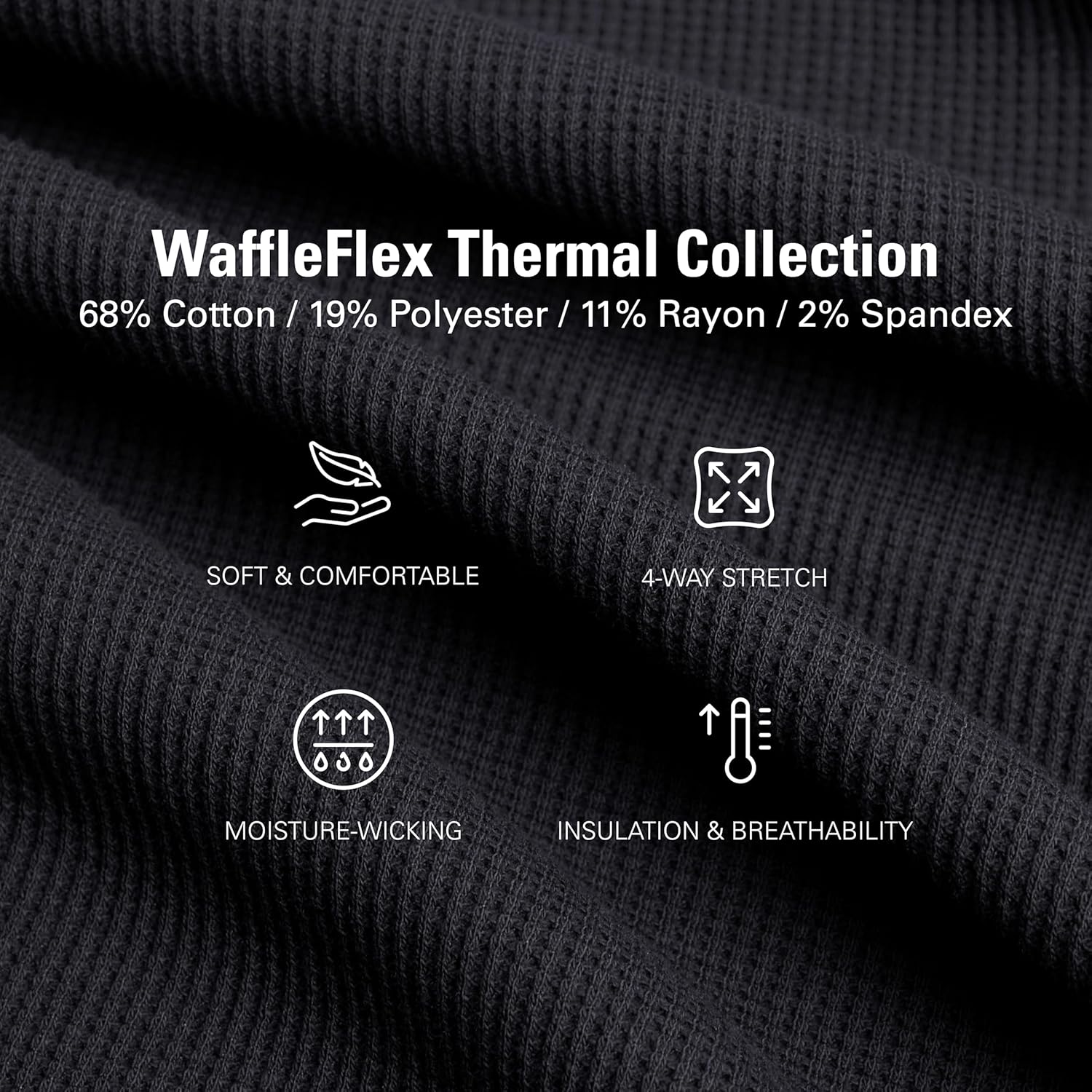 STRONGSIZE Men's Big and Tall Thermal Waffle Henley Long Sleeve – Longer Length 3 Button Henley Shirt