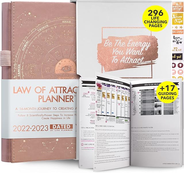 Law of Attraction Planner 2023, Deluxe Weekly, Monthly Planner, a 12 Month Journey to Increase Productivity & Happiness, Life Organizer, Gratitude Journal, Stickers & Gift Box