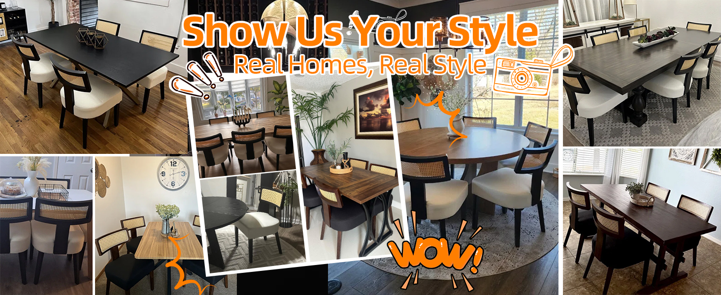Amazon.com - ZJhome Rattan Dining Chairs Set of 4, Mid-Century