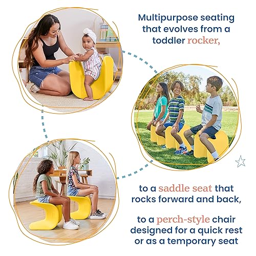 Miniatura 5 de ECR4Kids Asiento ondulado, altura del asiento de 14 a 15.1 pulgadas, taburete de perca, amarillo, paquete de 2