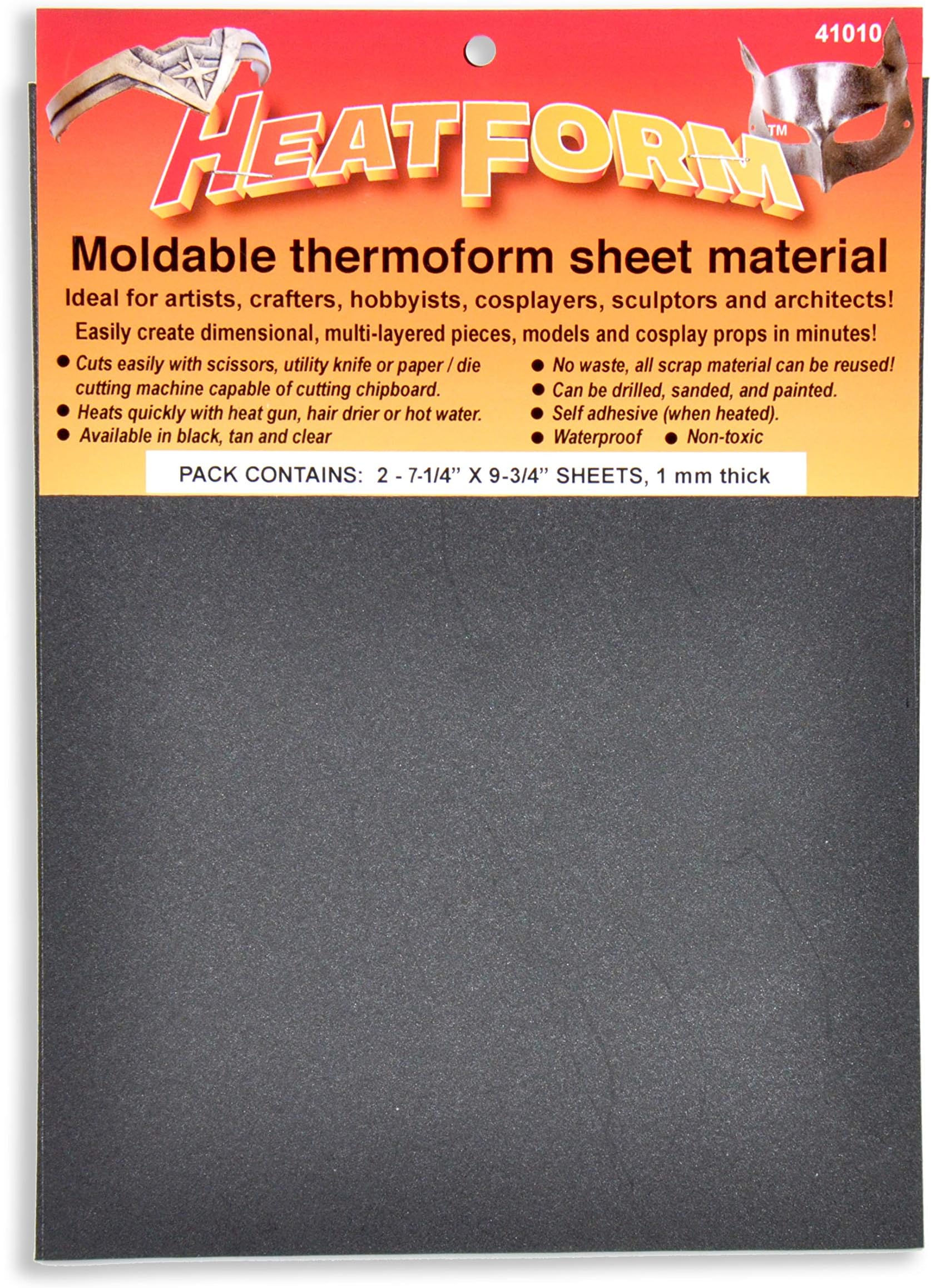Envirotex HeatForm 1mm Sheet, x 7 1/4" x 9 3/4", Black
