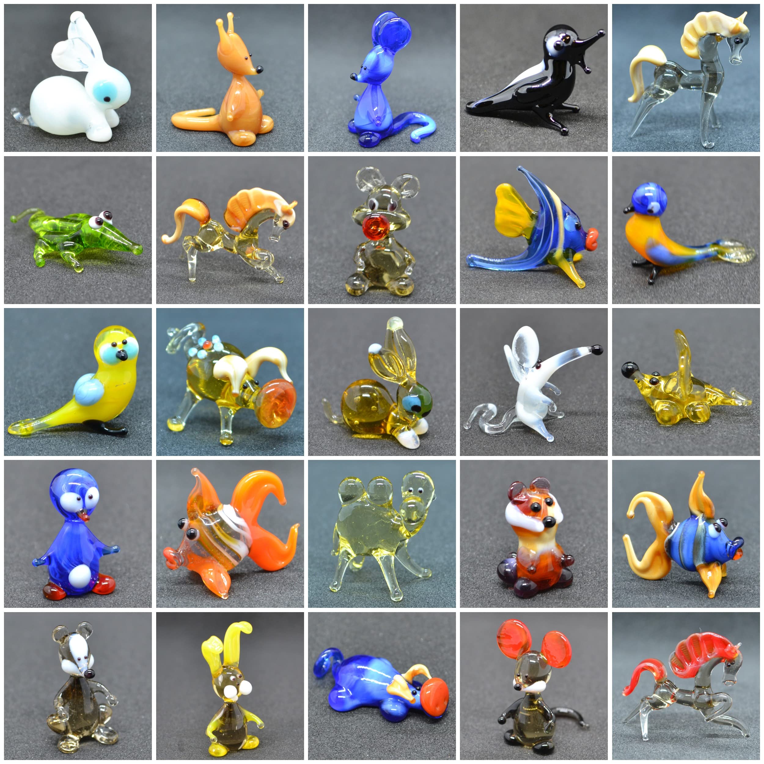 Amazon.com: Set of 50 Tiny Glass Animal Figurines (1”) – Hand