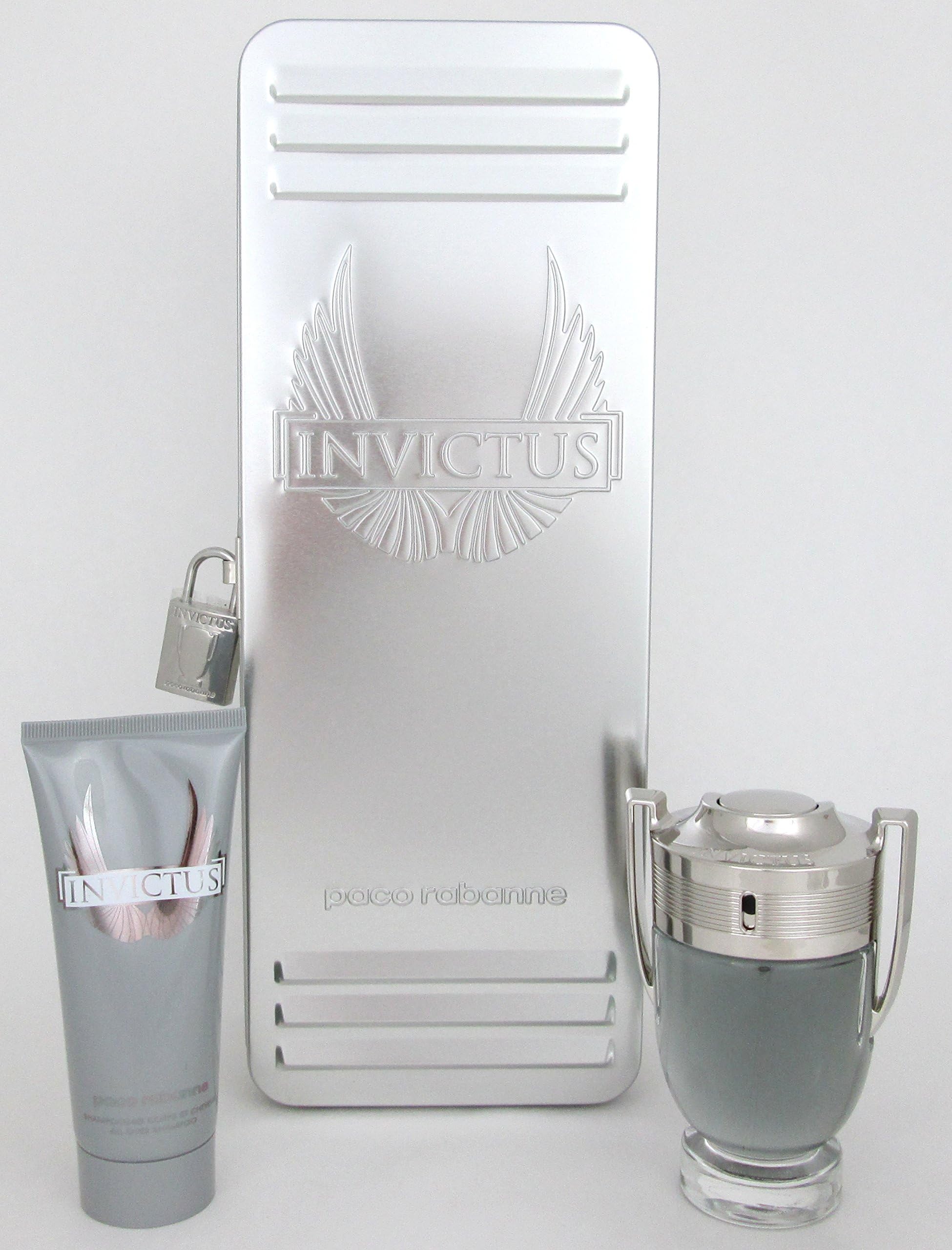Paco Rabbane Invictus Shower Gel 3.4 oz. + Eau De Toilette 3.4 oz. for Men.