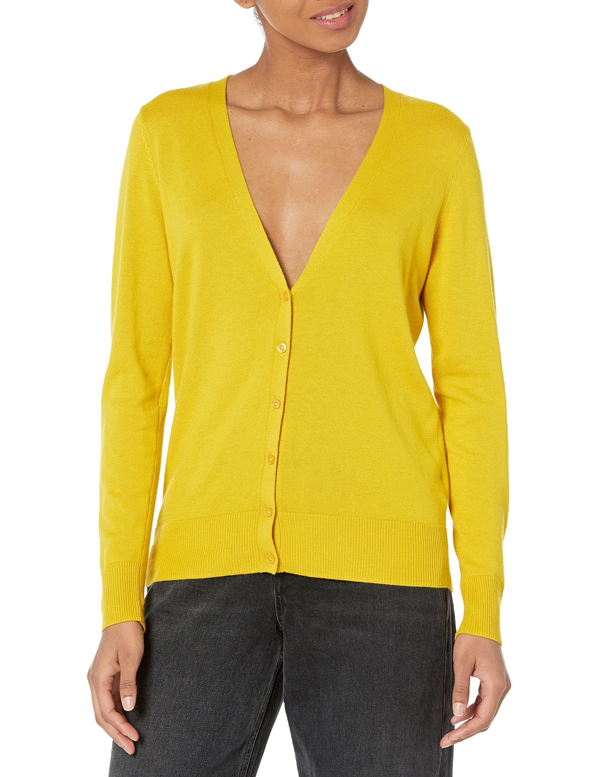 Amazon Essentials Women's Lightweight Cardigan Sweater Regular X-Large Dark Yellow